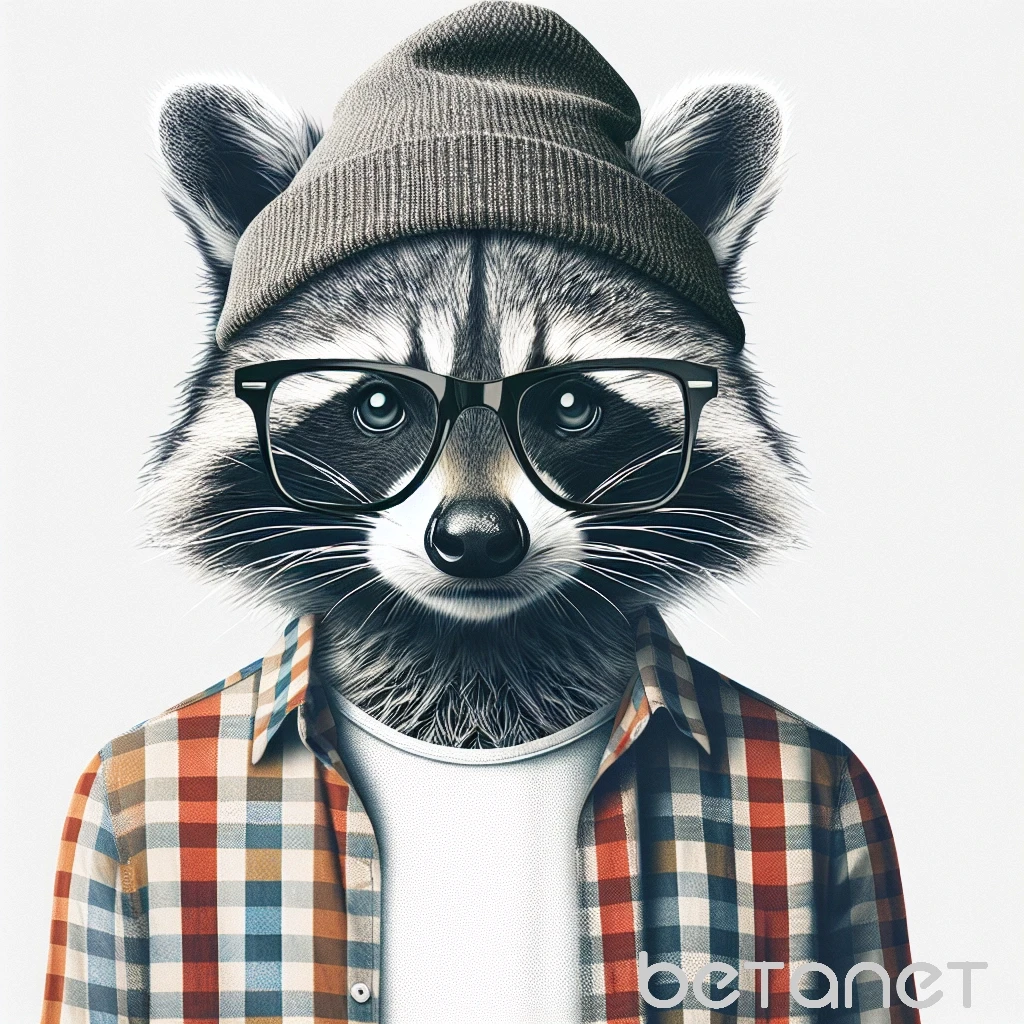 a hipster raccoon mascot for a tech startup incubator
